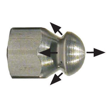 Suttner Sewer Nozzle #4.5-#12, 1 Front 3 Back, 1/4″ FPT