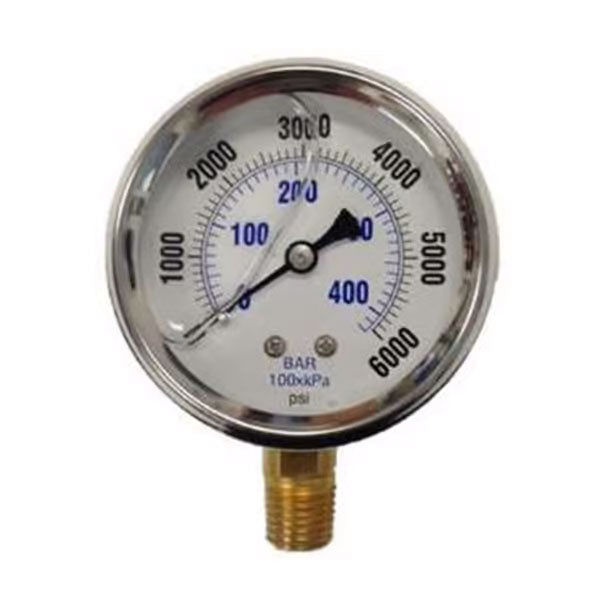 6000 PSI Pressure Gauge, Stainless Steel