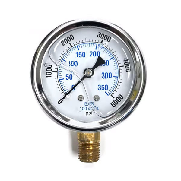 5000 PSI Pressure Gauge, Stainless Steel