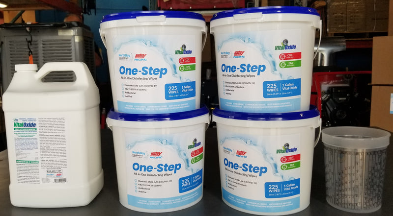 VITAL OXIDE - DRY WIPES with 1 gal container of VITAL OXIDE - 225 dry wipes per container-900 count